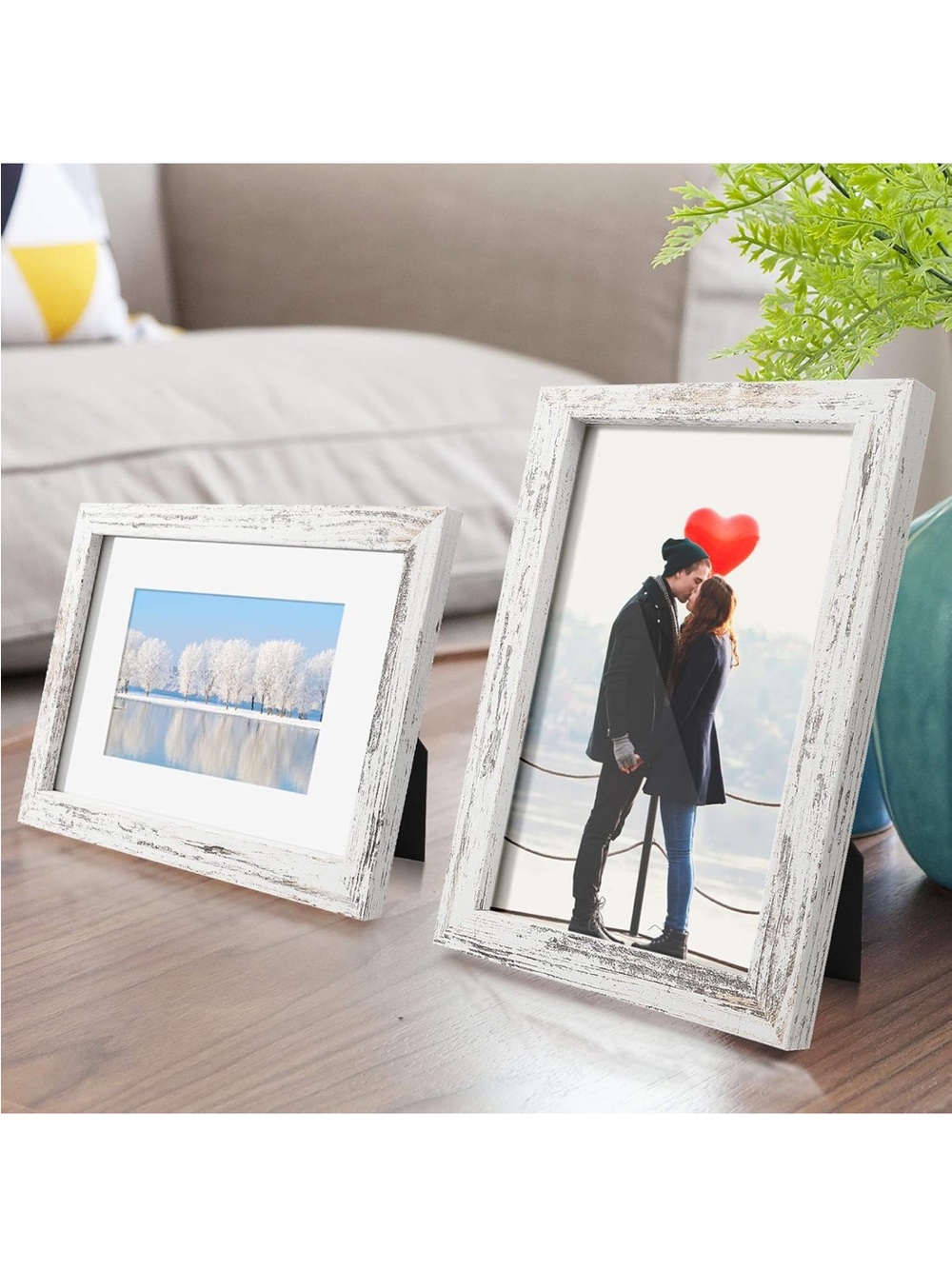 AOXOI White Distressed Wood Picture Frames - 8x10 Box of 6